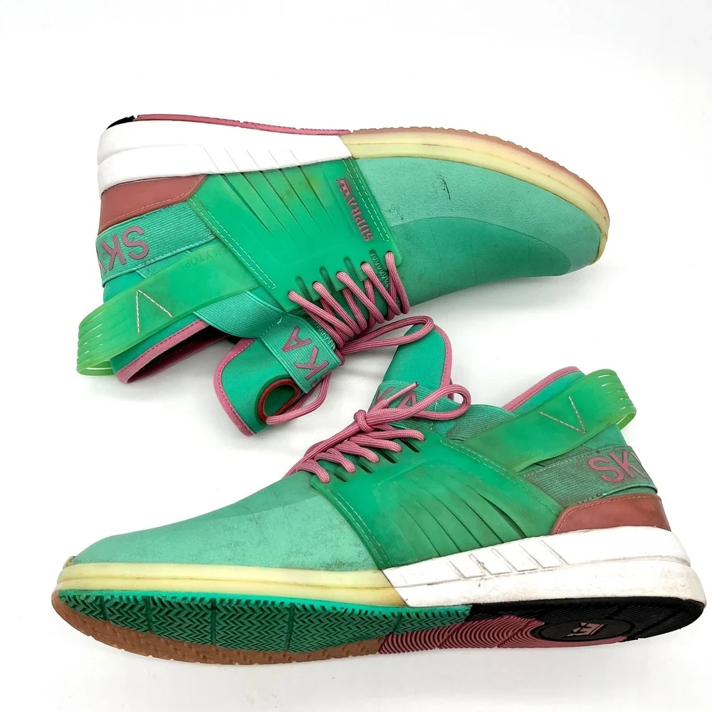 Supra Skytop V Muska Skate Shoes High Top Sneakers Mint Green Pink‎ Mens 11.5